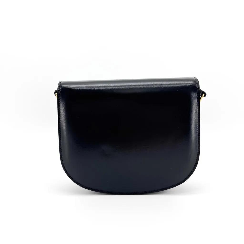 Celine Teen Triomphe Bag in Shiny Calfskin Black Black Leather Good - Inside View