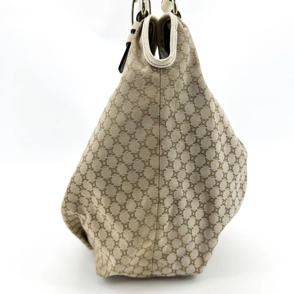 Celine C Macadam Canvas Hobo Shoulder Bag Beige Beige Canvas Good - Model View