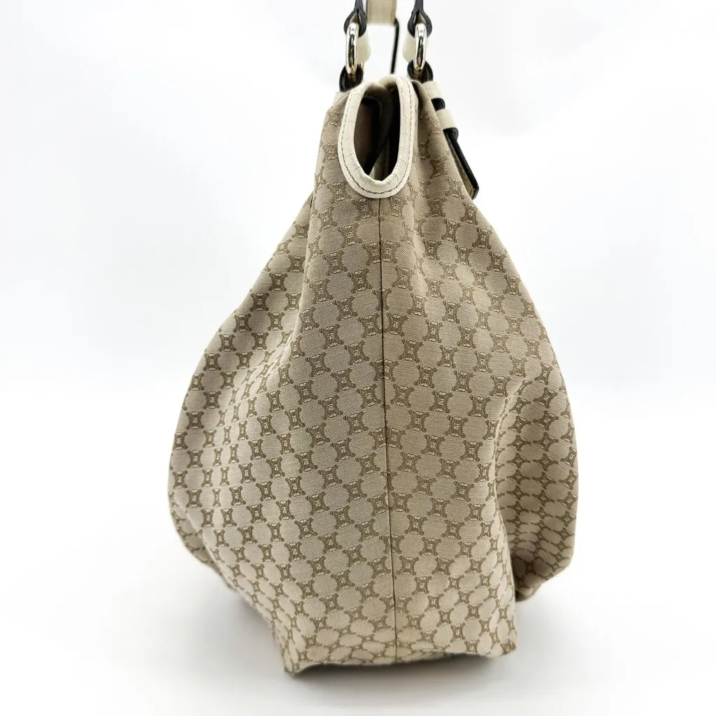 Celine C Macadam Canvas Hobo Shoulder Bag Beige Beige Canvas Good - Box View