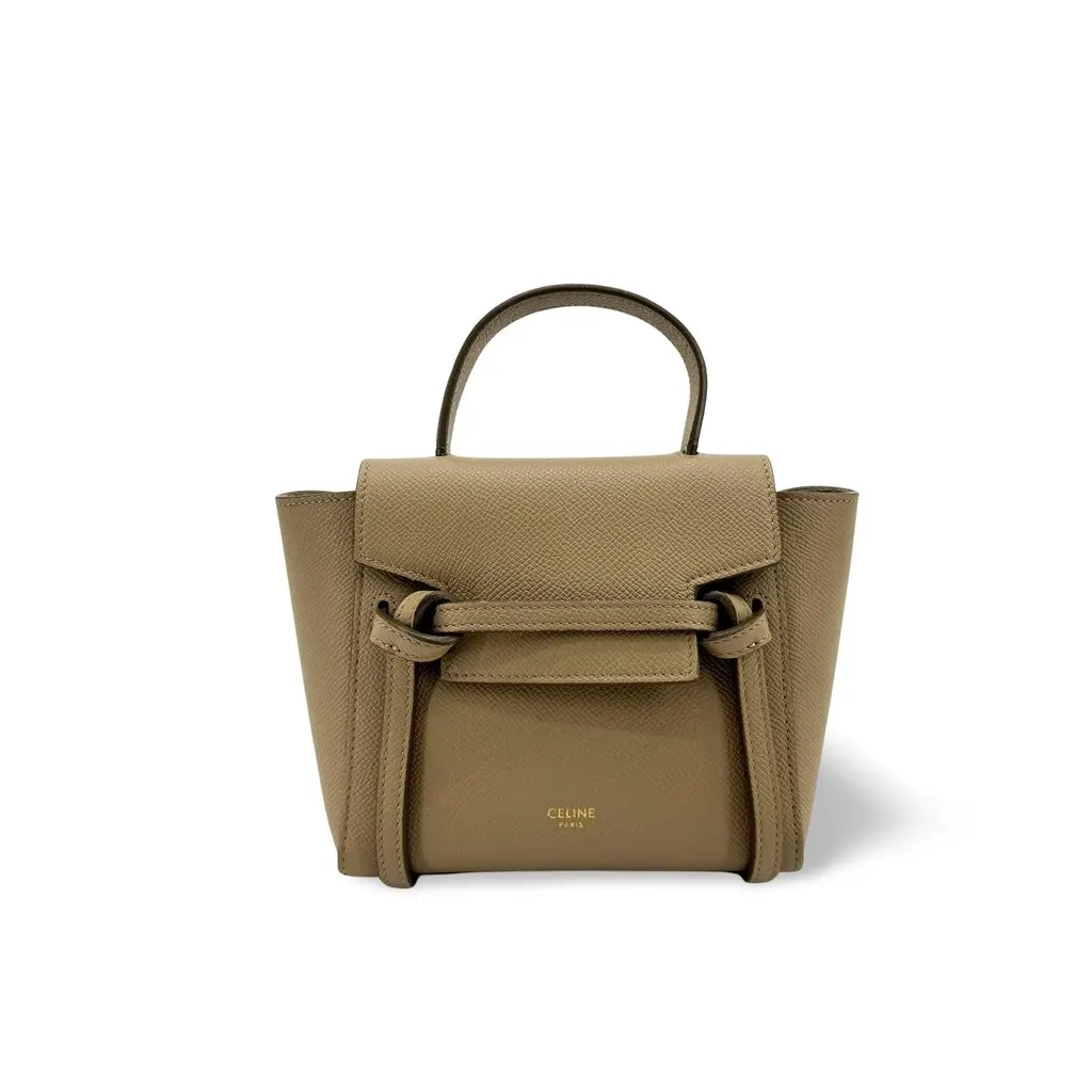 Celine Pico Belt Bag in Grained Calfskin Light Taupe Beige Leather Very good - Front View