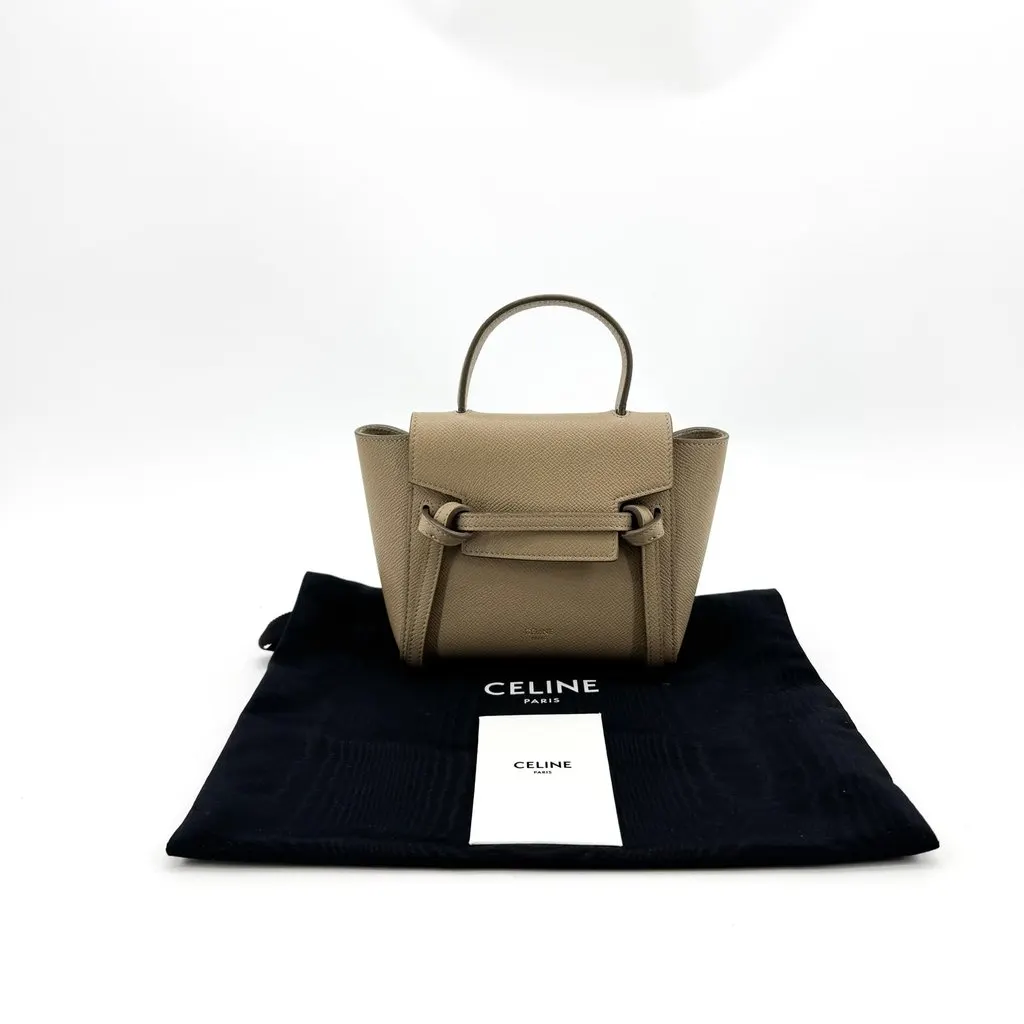 Celine Pico Belt Bag in Grained Calfskin Light Taupe Beige Leather Very good - Back View