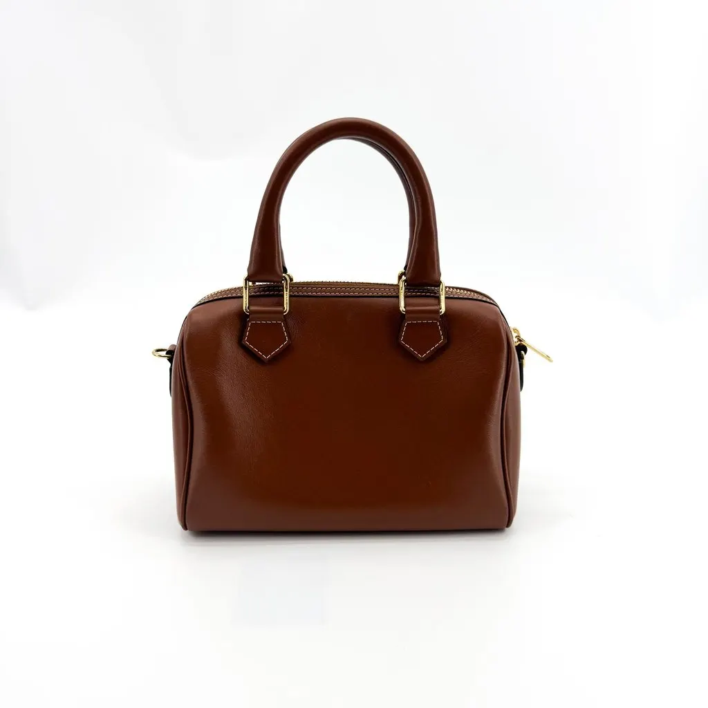 Celine Small Boston in Cuir Triomphe Smooth Calfskin Tan Brown Leather Good - Inside View