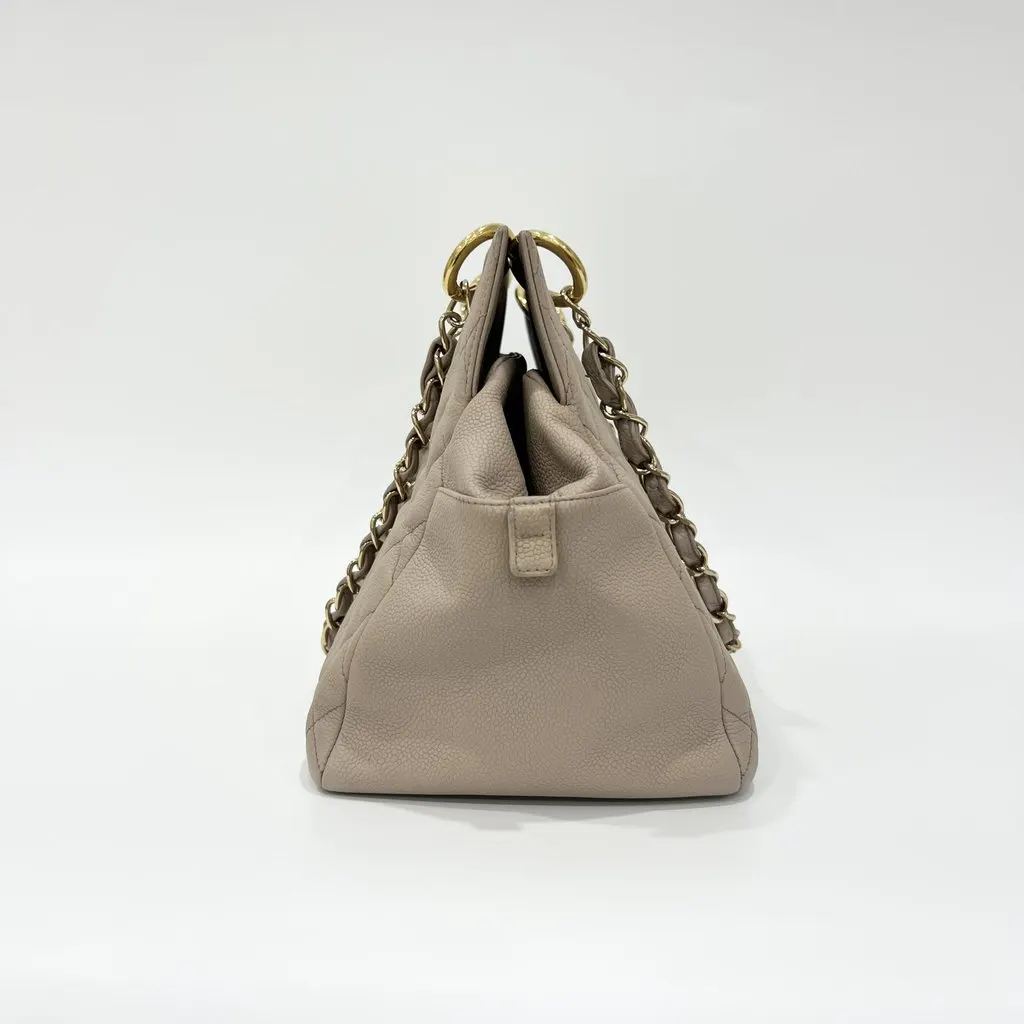 Chanel Caviar Square Bag Large Beige Leather Good - Inside View