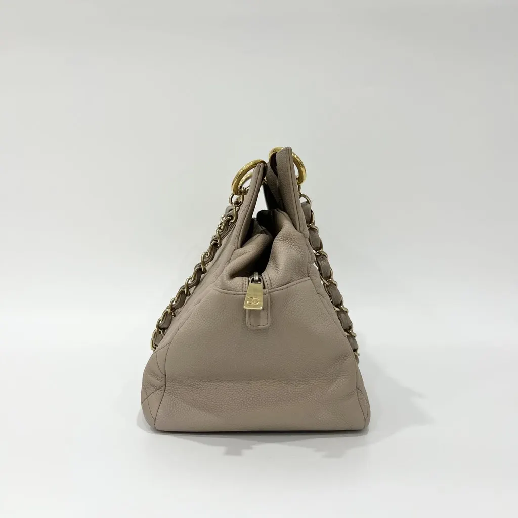 Chanel Caviar Square Bag Large Beige Leather Good - Model View