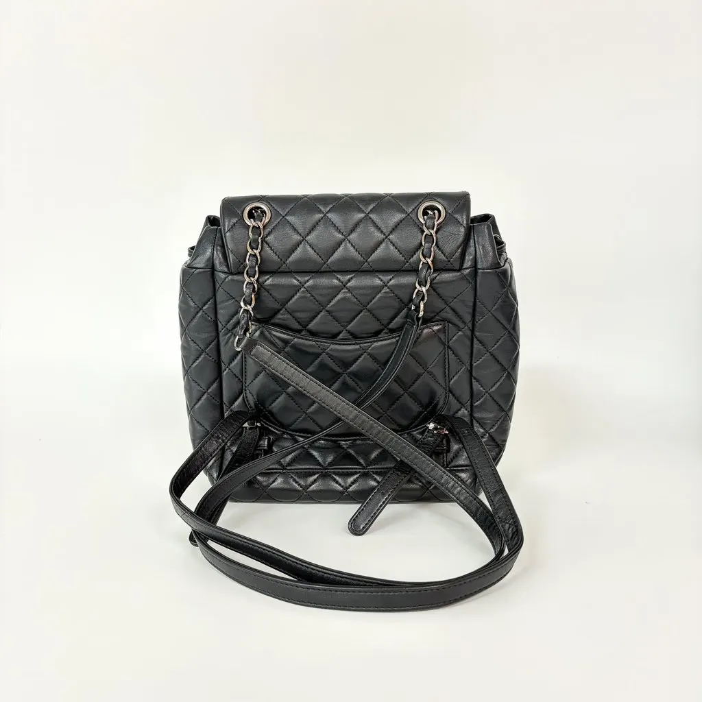 Chanel Urban Spirit Silver Hardware Lambskin Backpack Black Leather Very good - Inside View