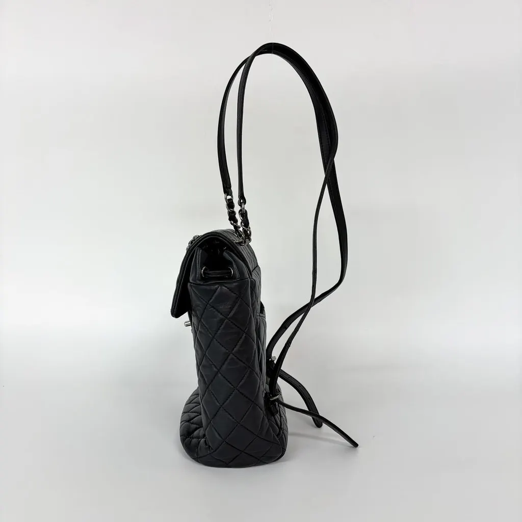 Chanel Urban Spirit Silver Hardware Lambskin Backpack Black Leather Very good - Box View