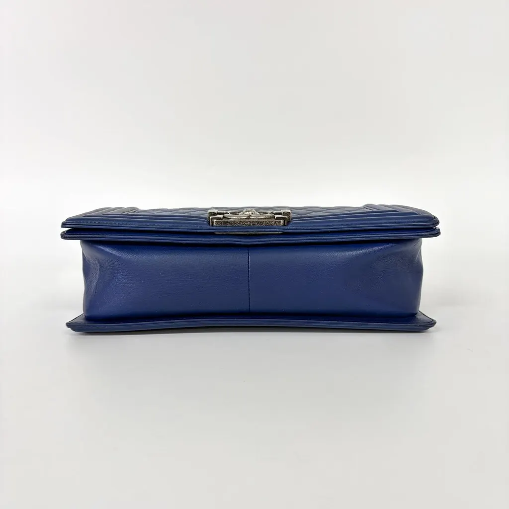 Chanel Boy Bag Large Blue Calfskin Silver Hardware Shoulder Bag Series 23 Blue Leather Good - Box View