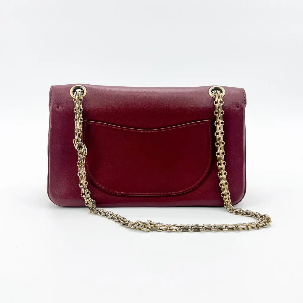 Chanel 2.55 Reissue Flap Bag 225 Burgundy Gold Hardware MultiColor Leather Good - Back View