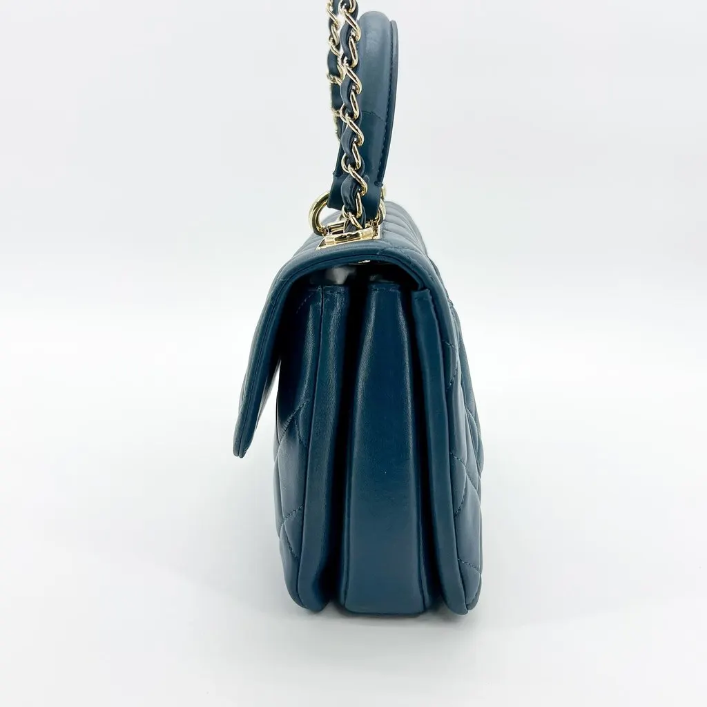Chanel Small Trendy CC Top Handle Flap Bag Navy Gold Hardware MultiColor Leather Very good - Box View