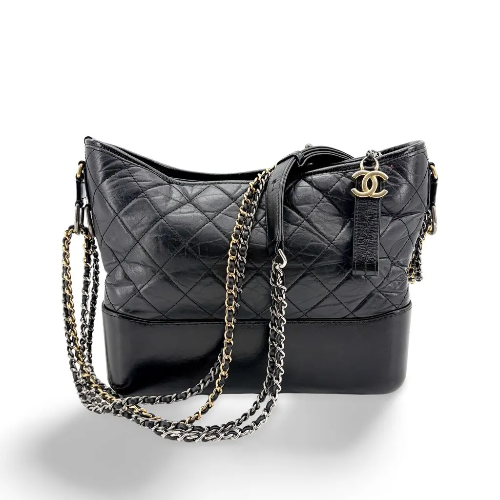 Chanel Gabriel Hobo Bag Medium Black MultiColor Leather Very good - Front View