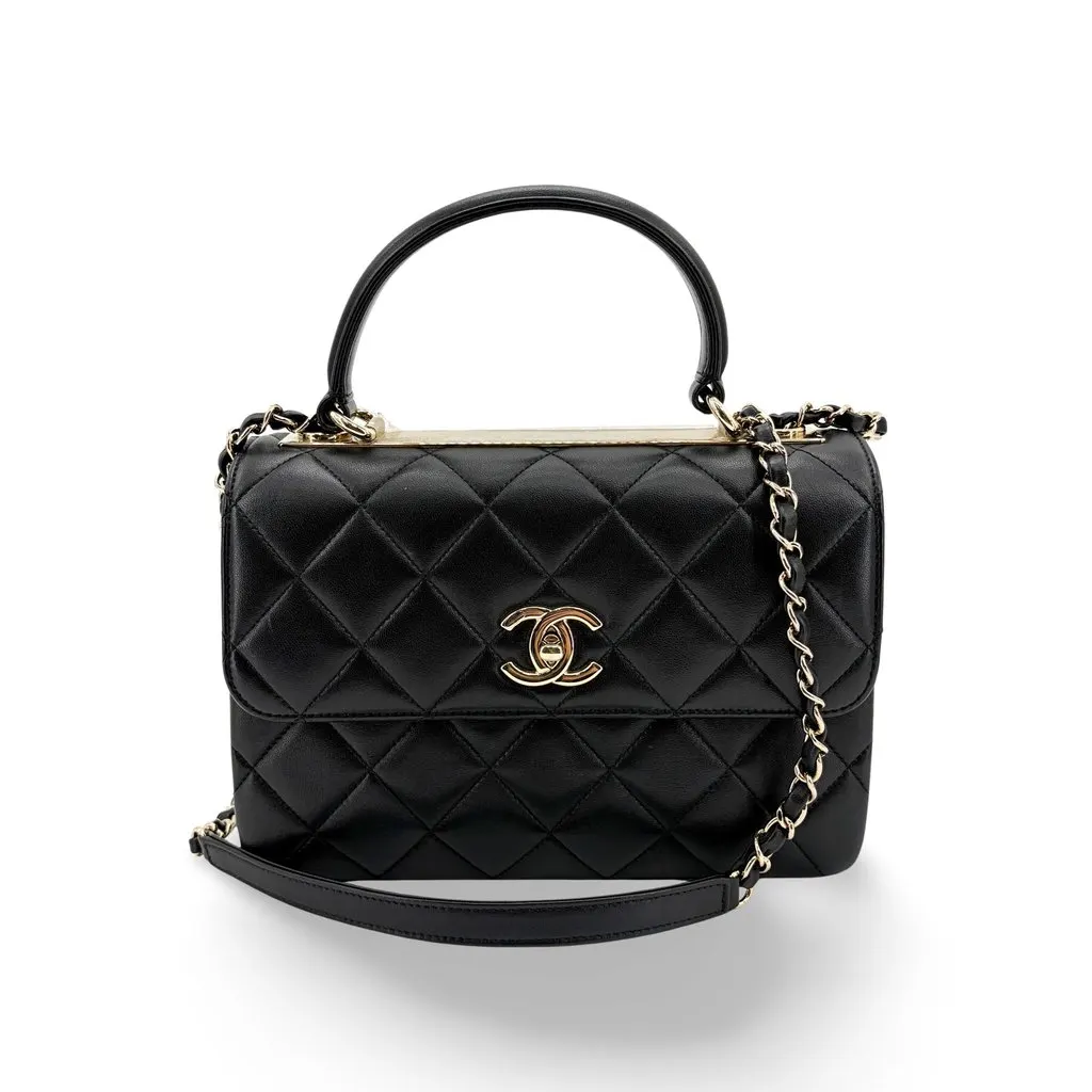 Chanel Trendy CC Small Top Handle Bag Gold Hardware Black Built-in Chip MultiColor Leather Very good - Front View