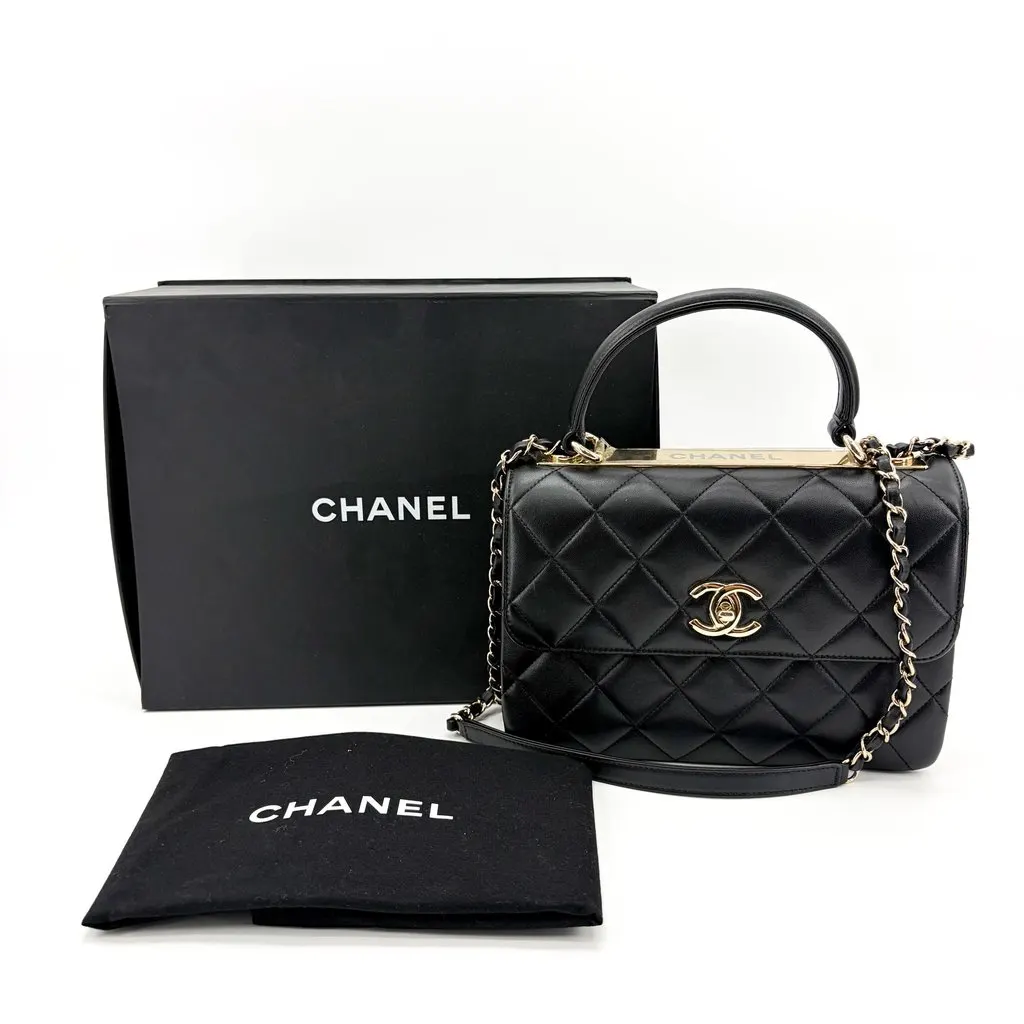 Chanel Trendy CC Small Top Handle Bag Gold Hardware Black Built-in Chip MultiColor Leather Very good - Back View