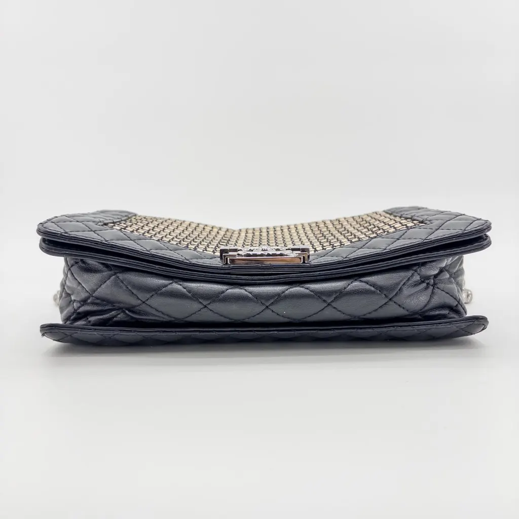 Chanel Boy Chanel Raffia and Lambskin Flap Bag Medium Black Silver Hardware MultiColor Leather Good - Box View
