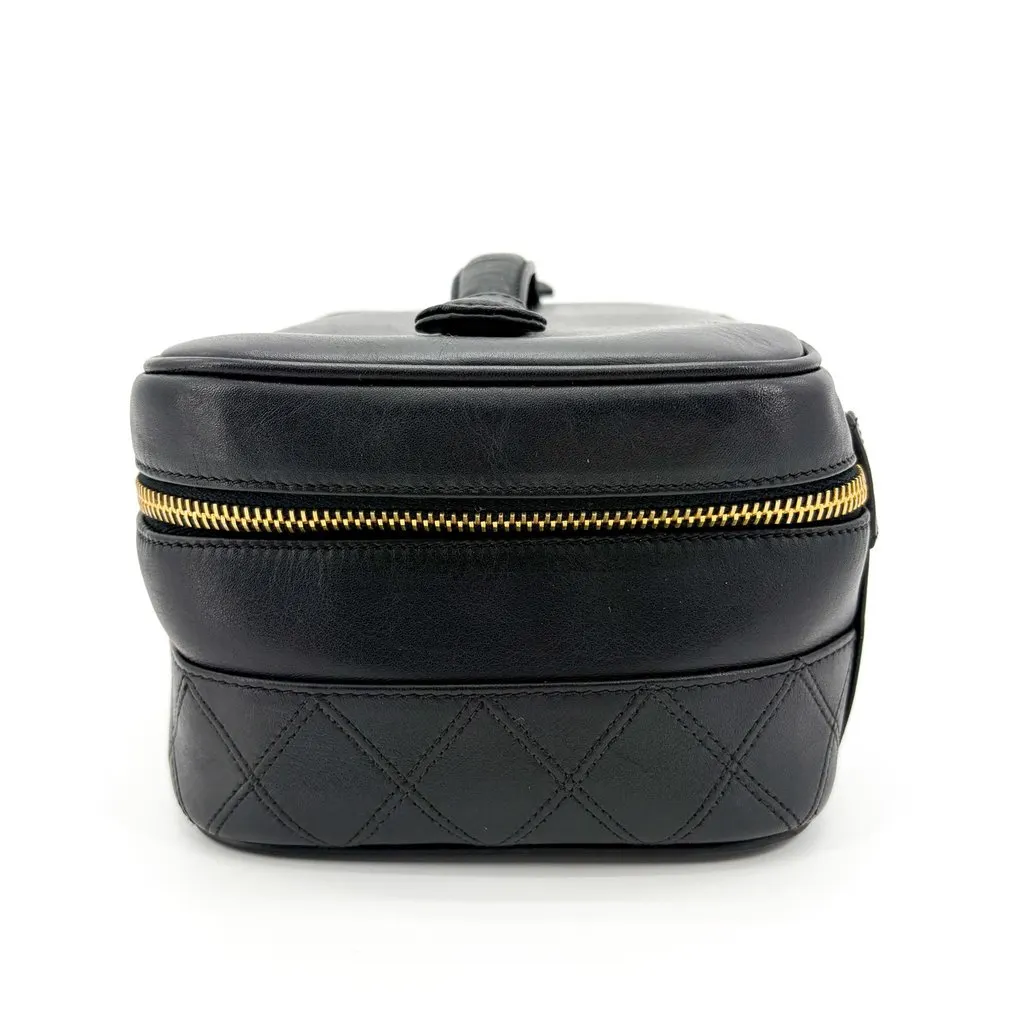 Chanel Vintage Lambskin Vanity Case Black with Gold Hardware MultiColor Leather Good - Inside View