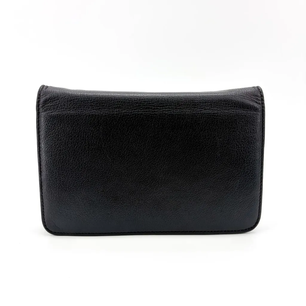 Chanel Camellia Wallet on Chain Black Silver Hardware Black Leather Very good - Back View