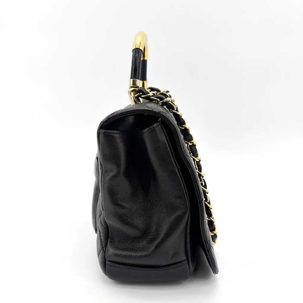 Chanel Small Trendy CC Top Handle Bag Black Gold Hardware Black Leather Good - Box View