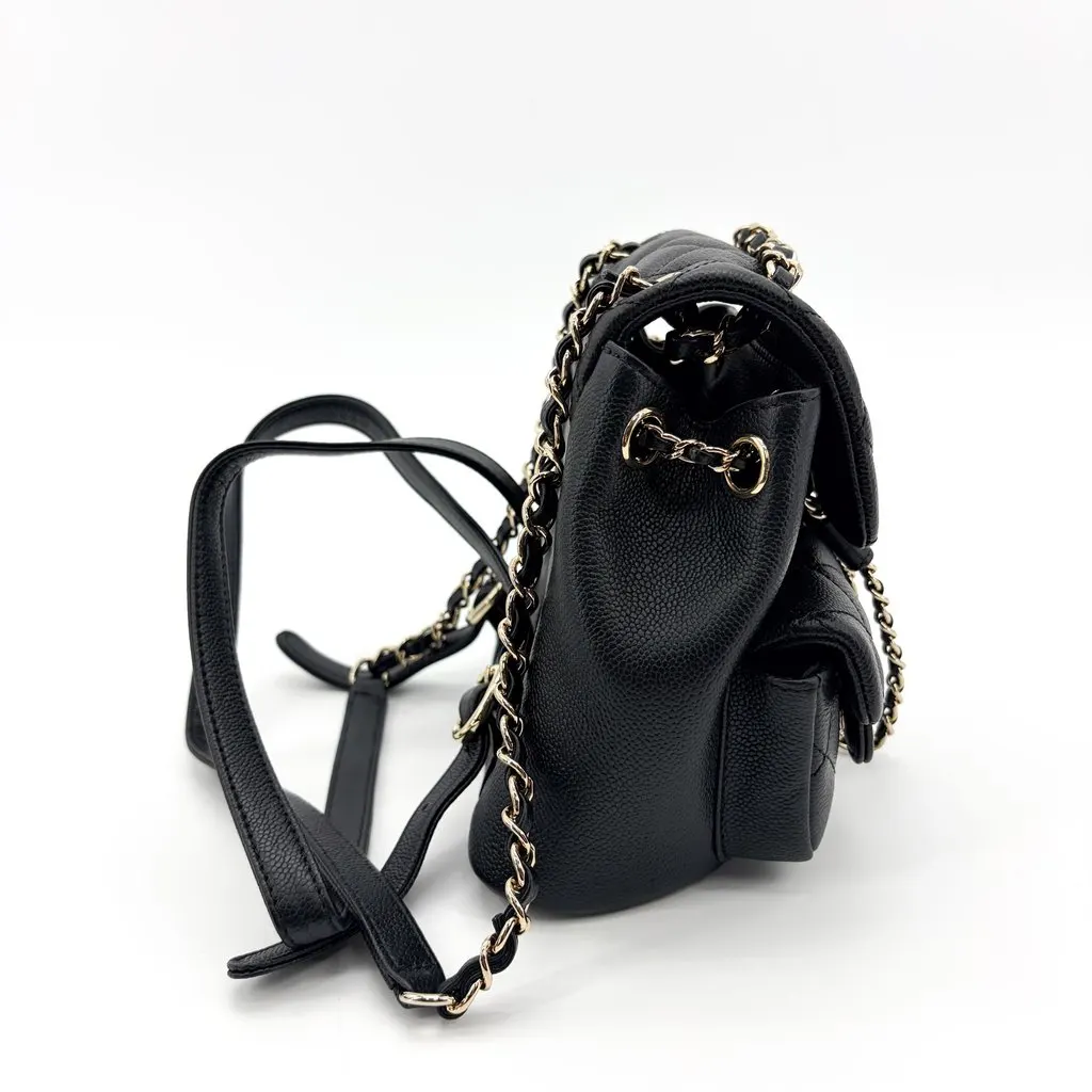 Chanel Caviar Duma Backpack Medium Gold Hardware Black Black Leather Very good - Box View