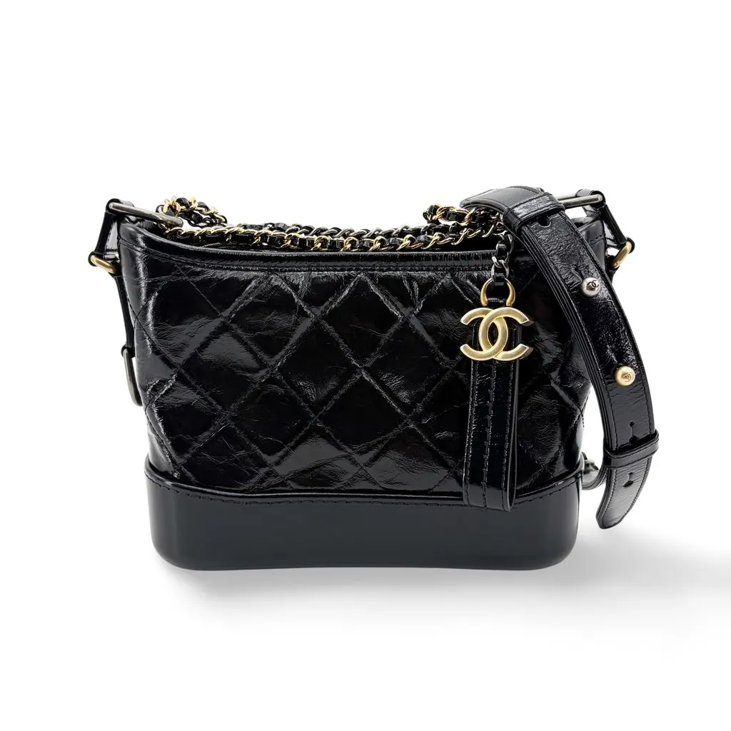 Chanel Small Gabriel Hobo Bag Black Black Leather Very good - Front View
