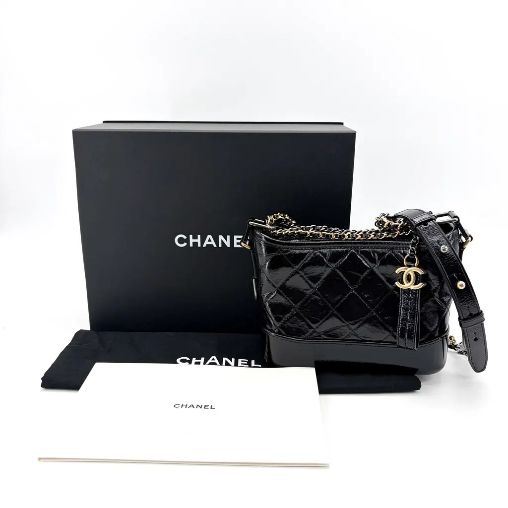Chanel Small Gabriel Hobo Bag Black Black Leather Very good - Back View