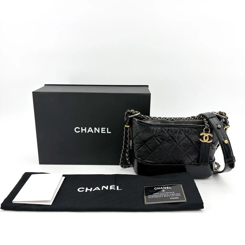 Chanel Gabriel Small Hobo Bag Black Black Leather Very good - Back View