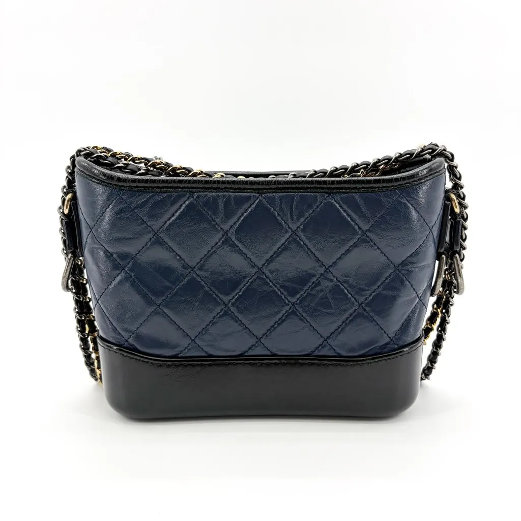Chanel Gabriel Small Hobo Bag Navy Black Black Leather Very good - Inside View