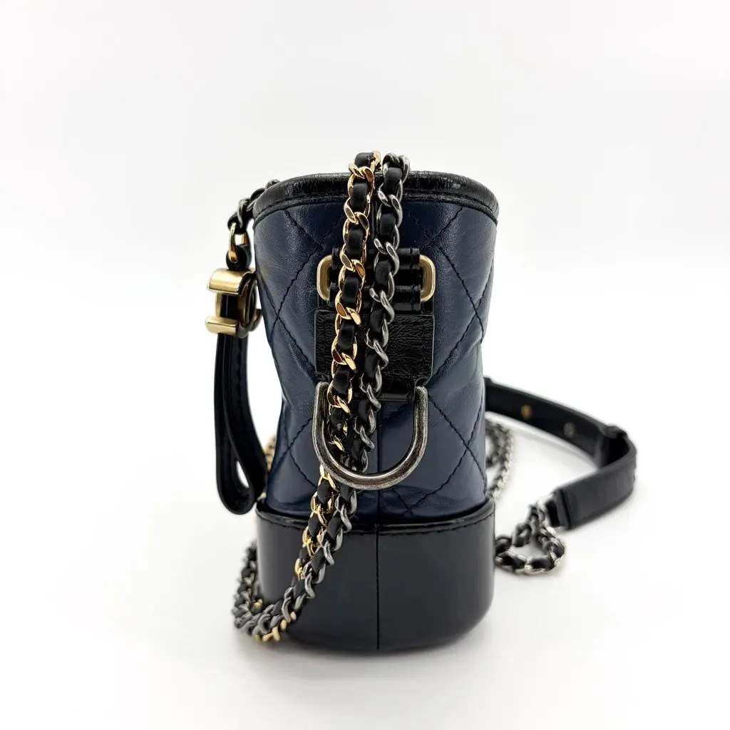 Chanel Gabriel Small Hobo Bag Navy Black Black Leather Very good - Model View