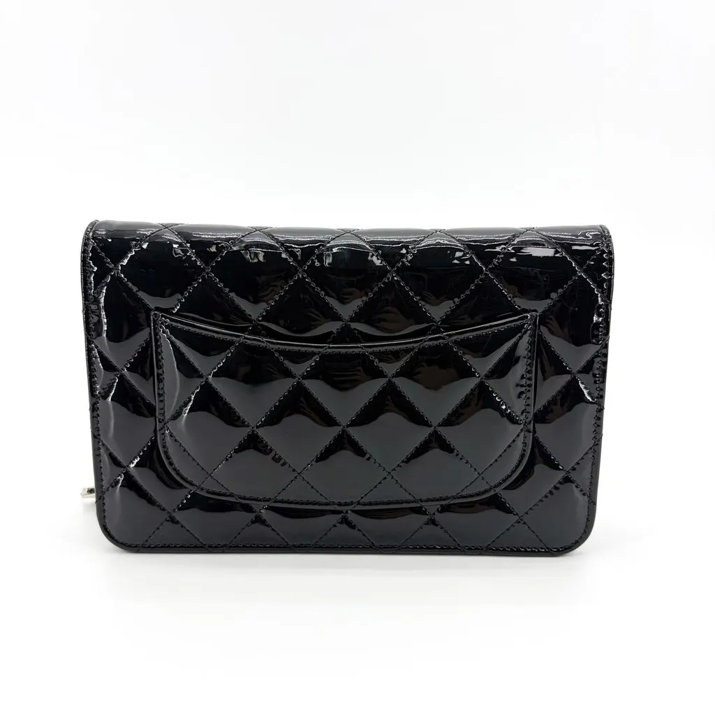 Chanel Quilted Patent Wallet on Chain So Black Black Leather Very good - Inside View
