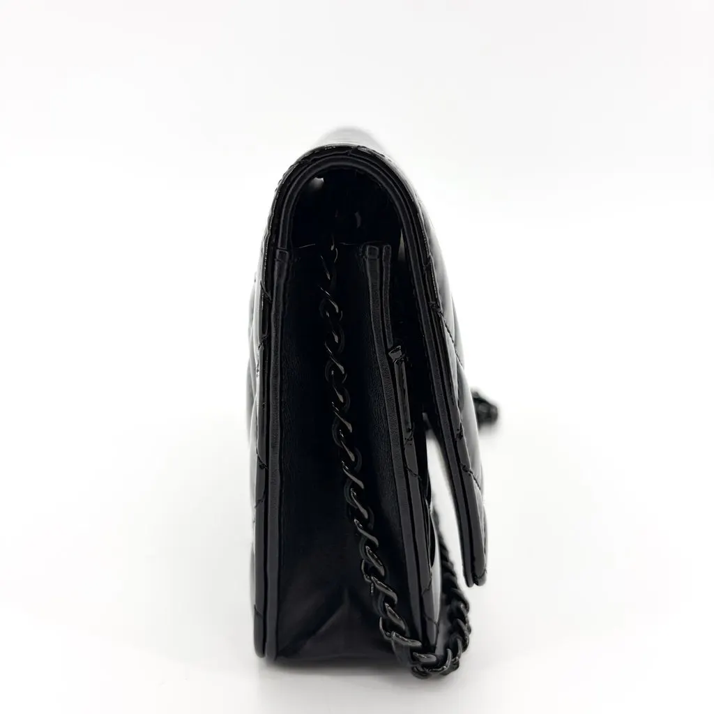 Chanel Quilted Patent Wallet on Chain So Black Black Leather Very good - Box View