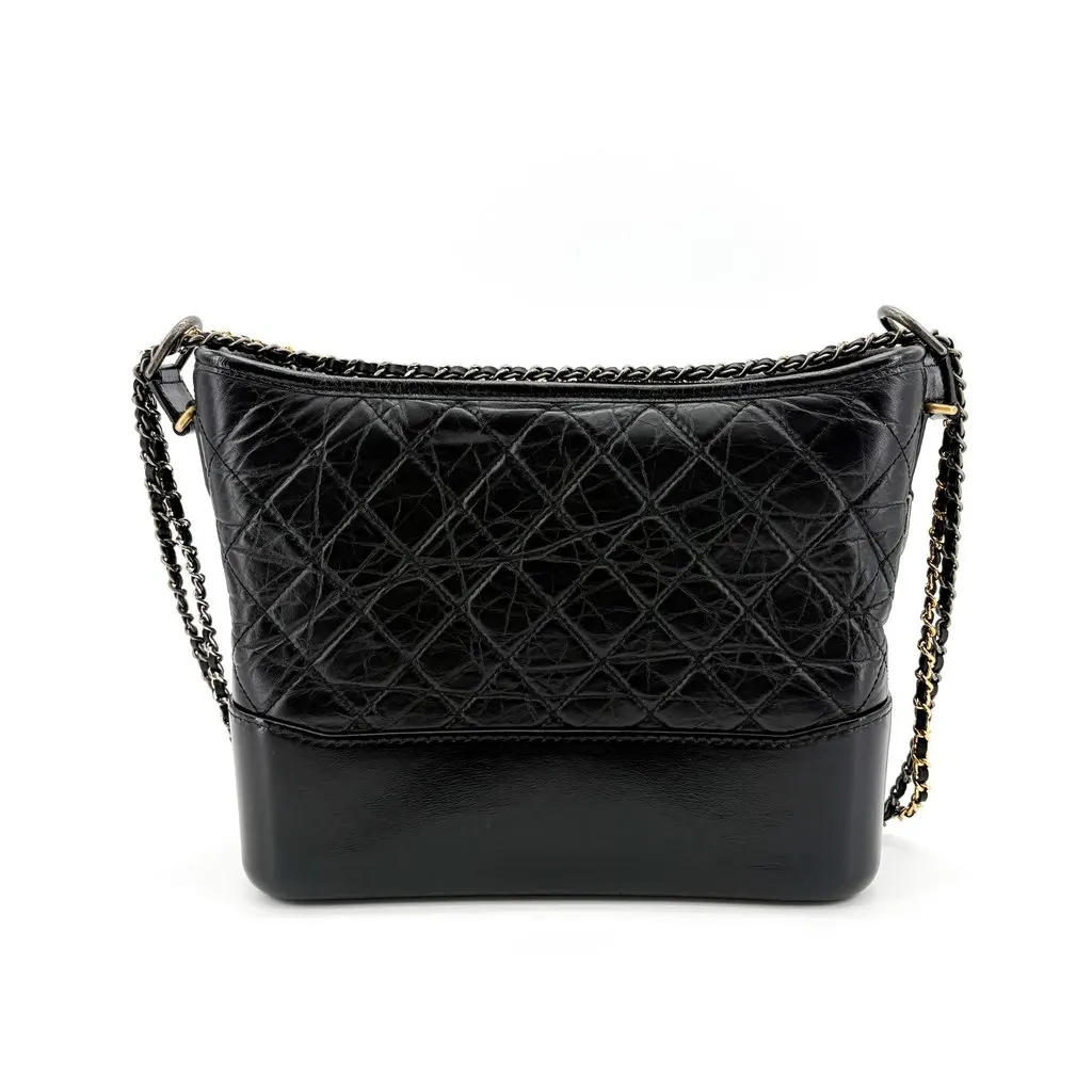 Chanel Gabrielle Medium Hobo Bag Black Vintage Calfskin Gold Hardware Silver Hardware Black Leather Very good - Inside View