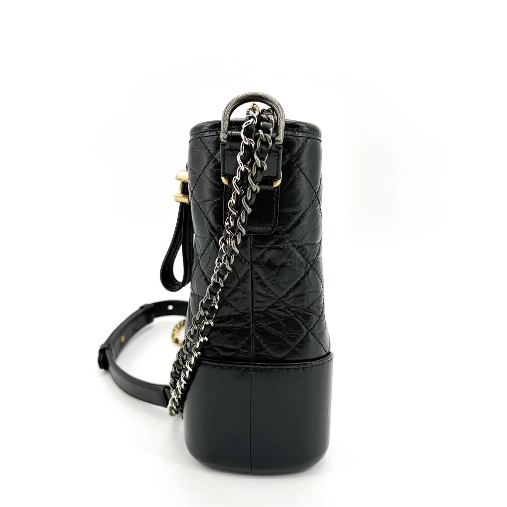 Chanel Gabrielle Medium Hobo Bag Black Vintage Calfskin Gold Hardware Silver Hardware Black Leather Very good - Model View