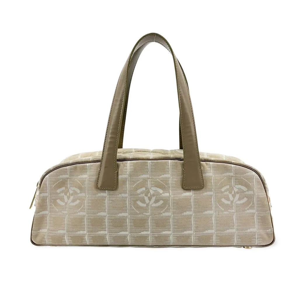 Chanel New Travel Line Bowler Bag Beige Beige Polyamide Fair - Front View