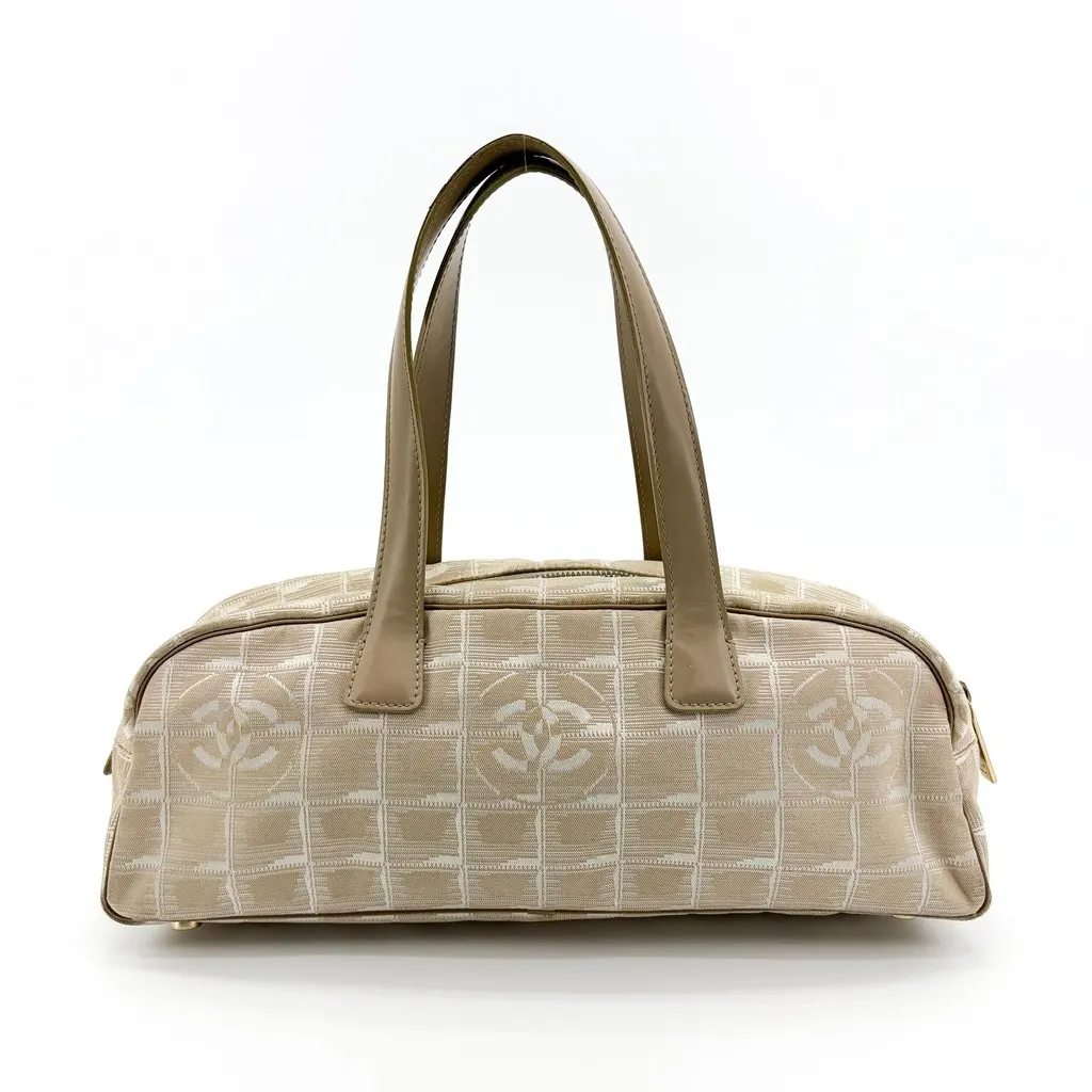 Chanel New Travel Line Bowler Bag Beige Beige Polyamide Fair - Back View