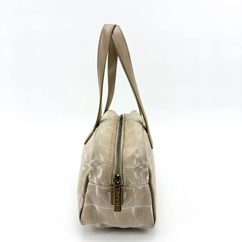 Chanel New Travel Line Bowler Bag Beige Beige Polyamide Fair - Model View
