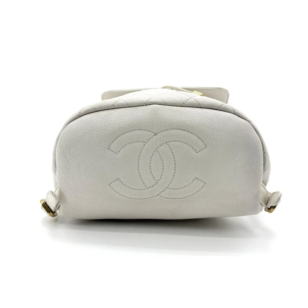 Chanel Urban Spirit Backpack Medium White Gold Hardware White Leather Good - Box View