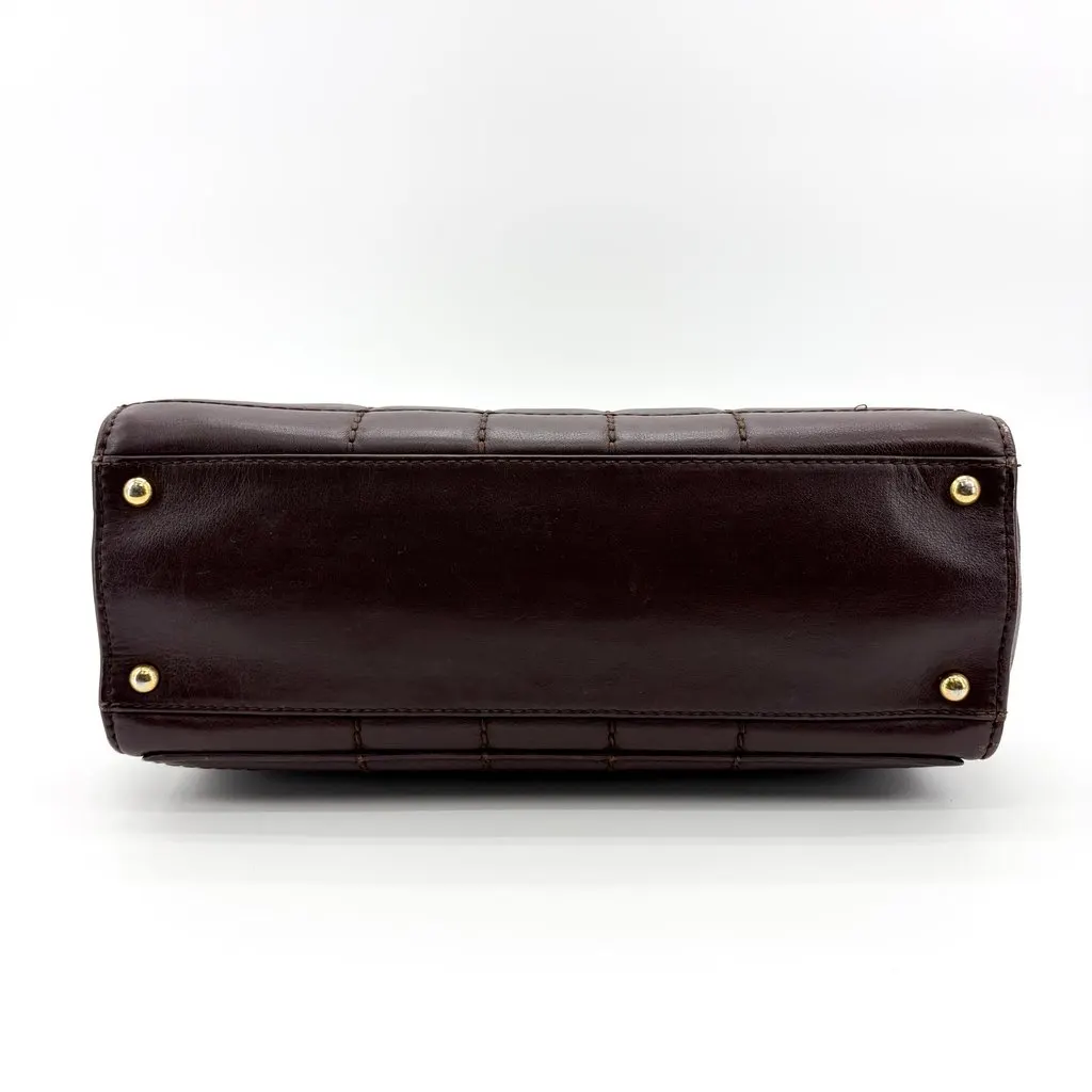 Chanel Chocolate Bar Chain Shoulder Bag Dark Brown Gold Hardware Brown Leather Good - Box View