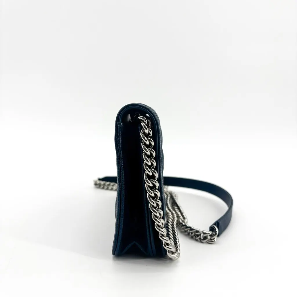 Chanel Boy Wallet on Chain Caviar Silver Hardware Navy Navy Leather Very good - Box View