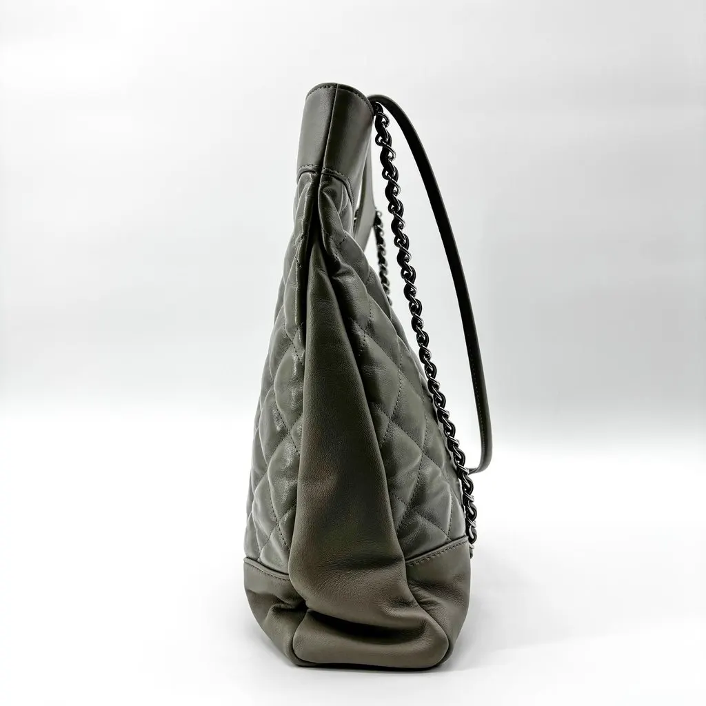 Chanel 31 Large Shopping Bag Gray Silver Hardware MultiColor Leather Good - Model View