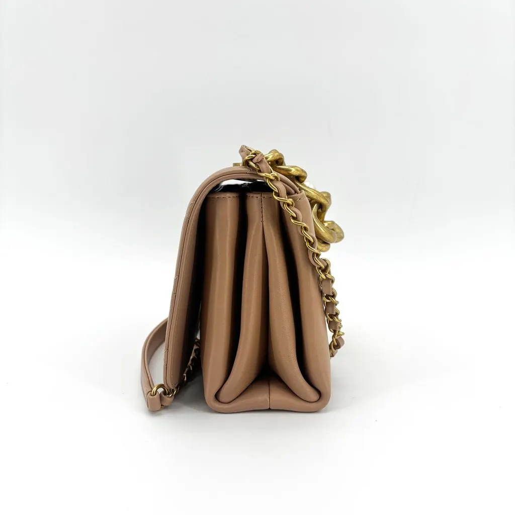 Chanel Matelasse Season Flap Bag Beige Vintage Gold Hardware Beige Leather Very good - Box View