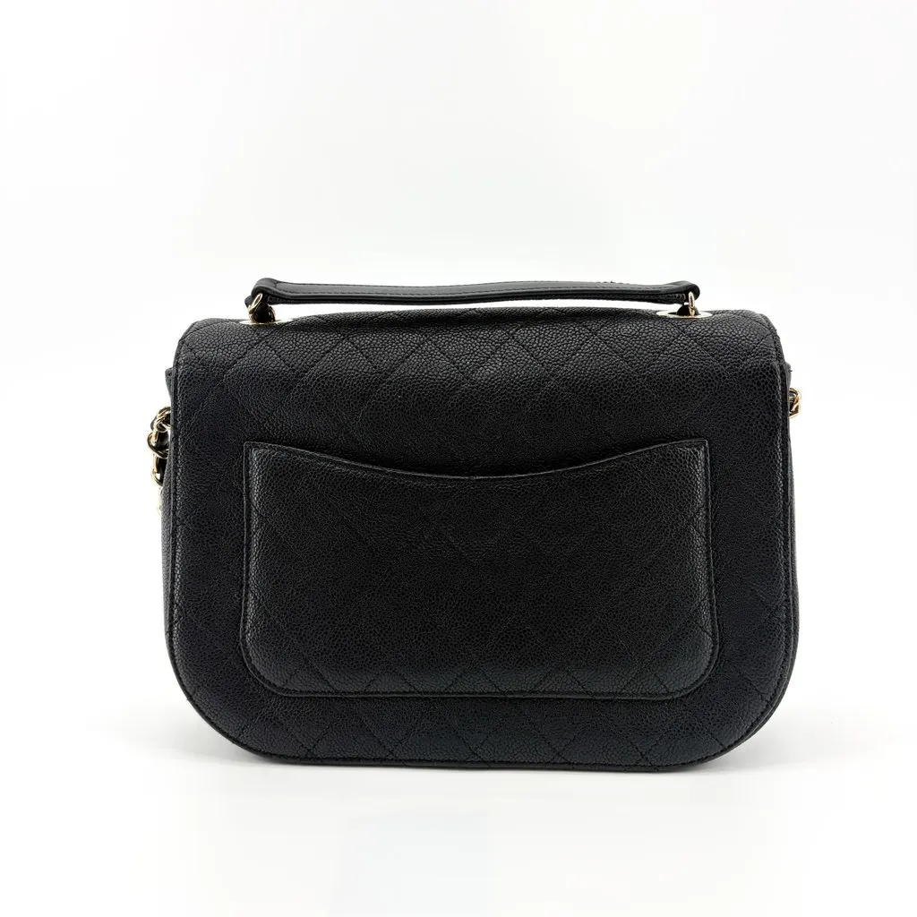 Chanel Coco Curve Flap Bag Medium Black Gold Hardware Black Leather Good - Back View