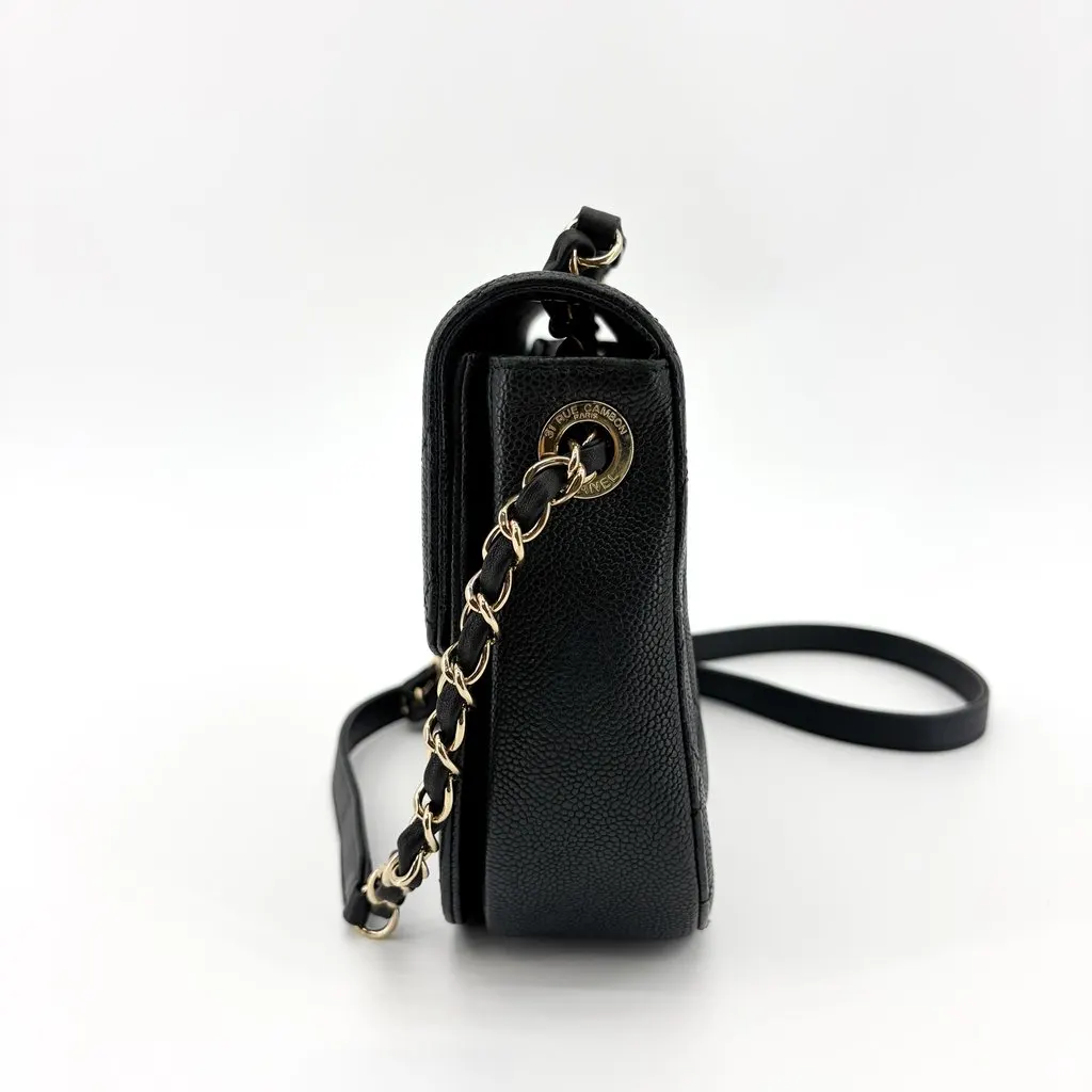 Chanel Coco Curve Flap Bag Medium Black Gold Hardware Black Leather Good - Inside View