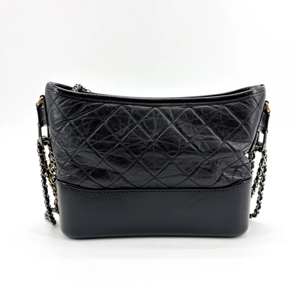 Chanel Gabrielle Small Hobo Bag Black Black Leather Good - Inside View