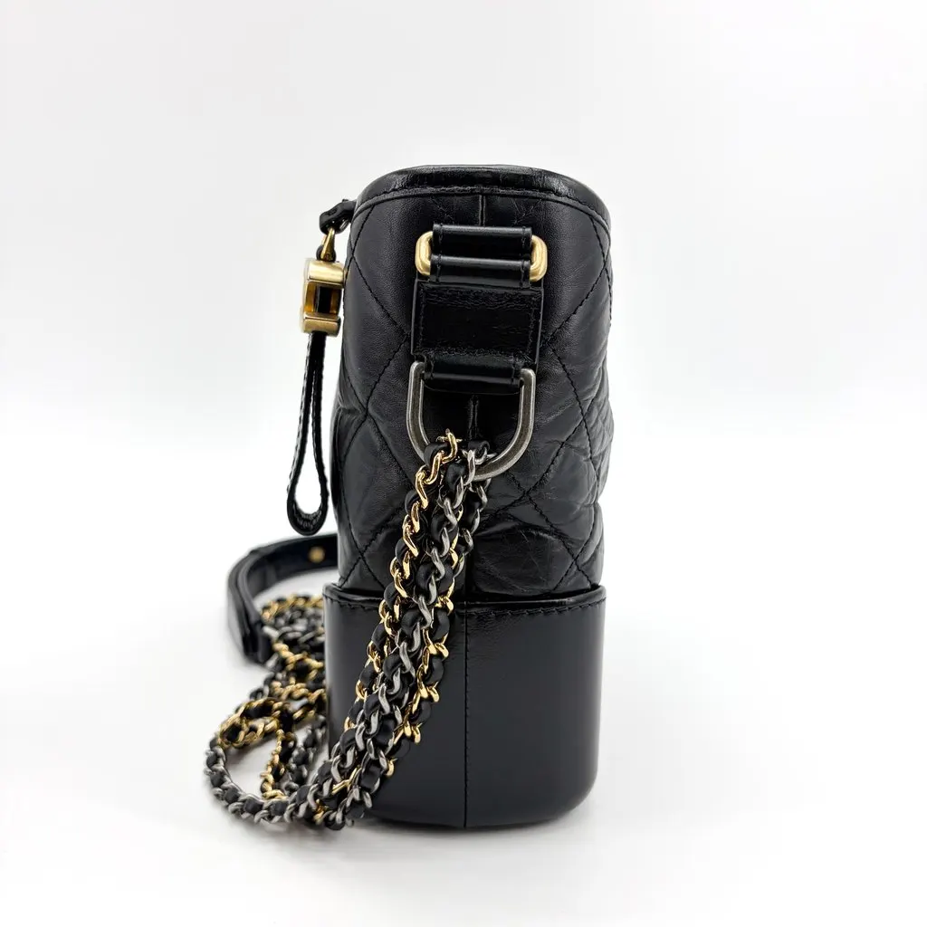 Chanel Gabrielle Small Hobo Bag Black Black Leather Good - Model View