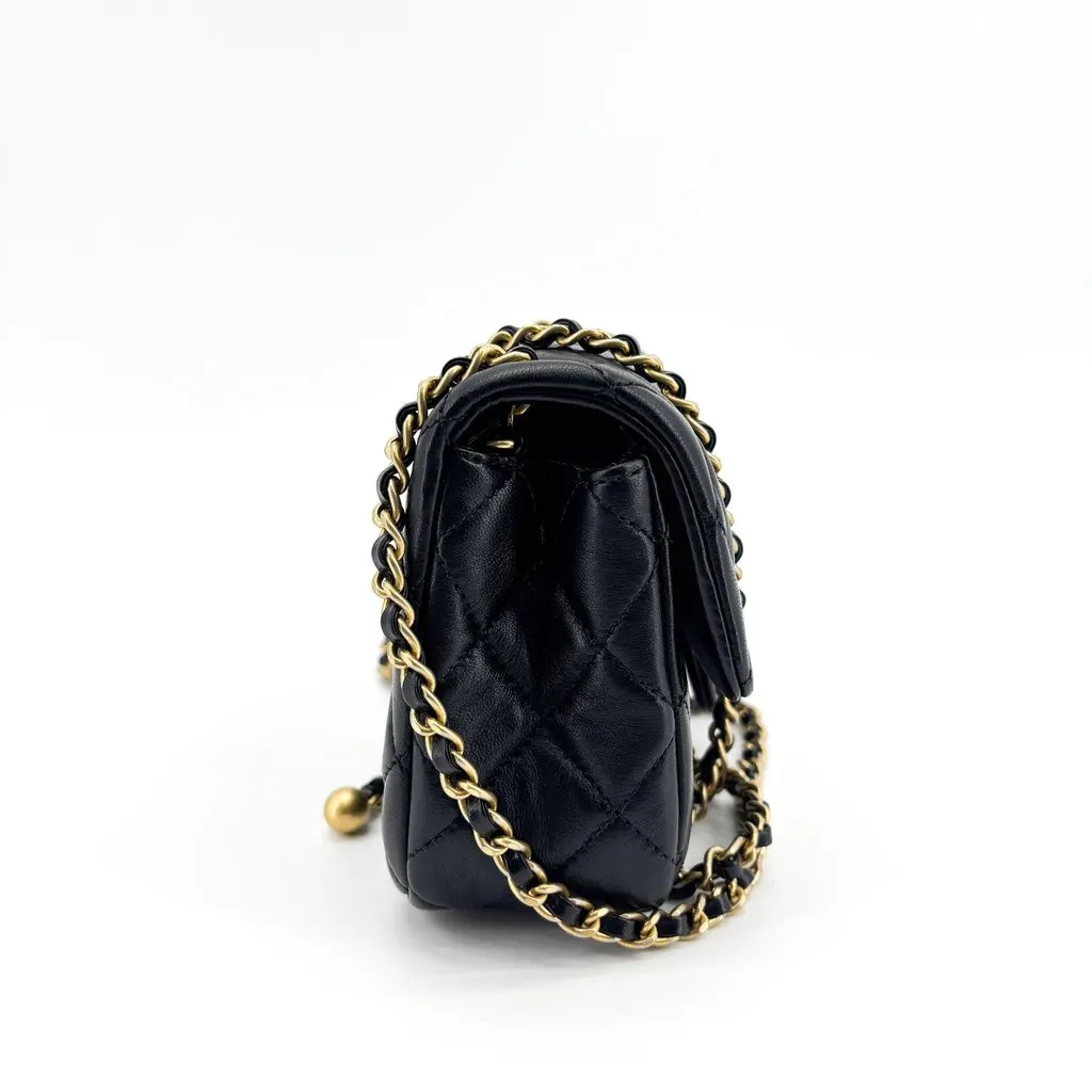 Chanel Classic New Mini Flap Bag Lambskin Gold Hardware Black Black Leather Very good - Box View