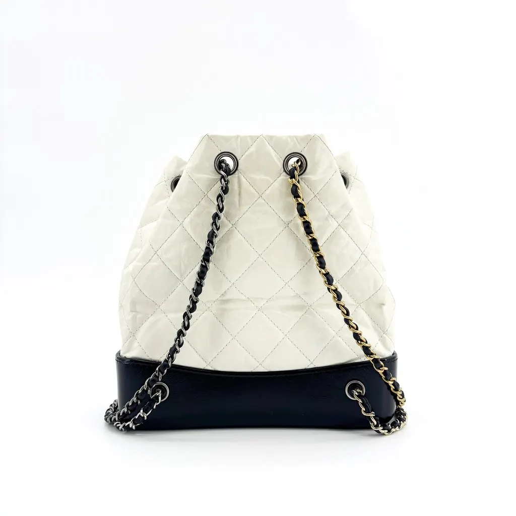 Chanel Gabrielle Backpack Small Black and White Black Leather Very good - Inside View