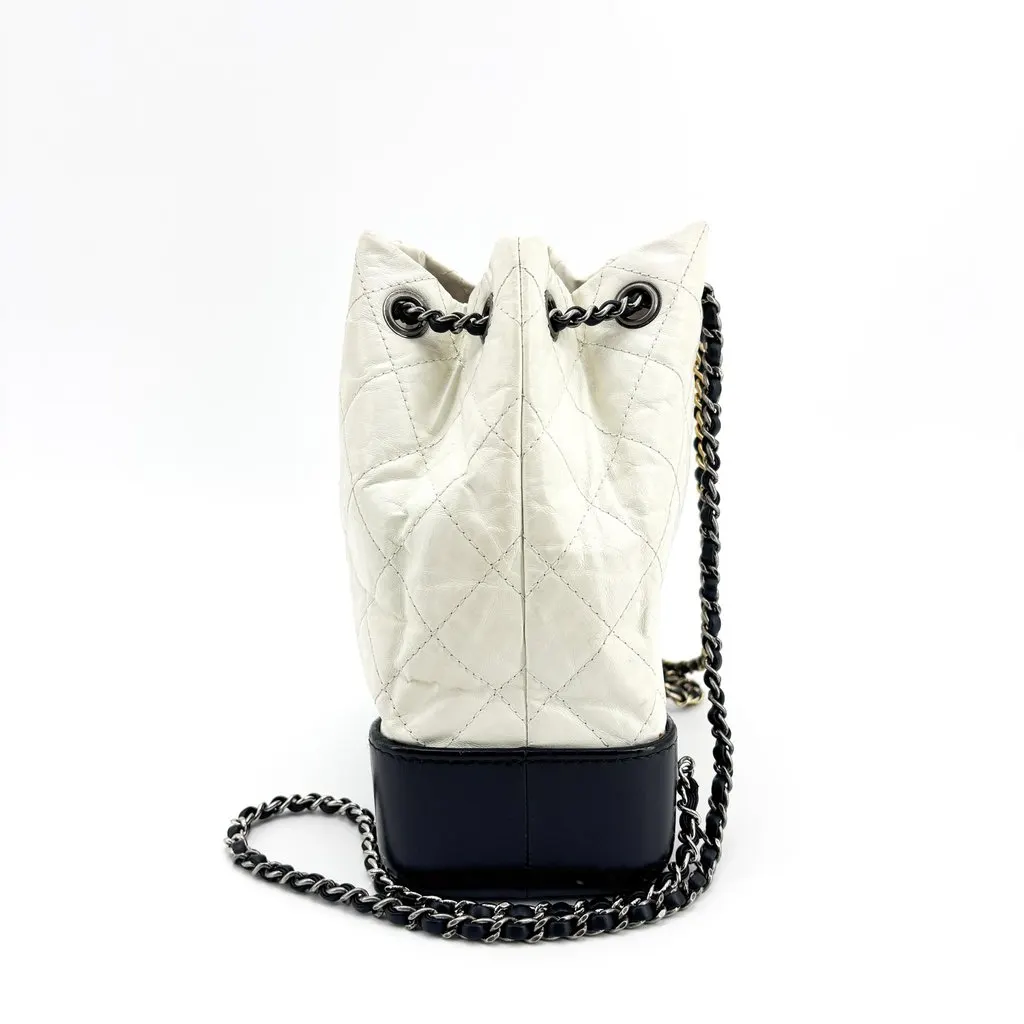 Chanel Gabrielle Backpack Small Black and White Black Leather Very good - Model View