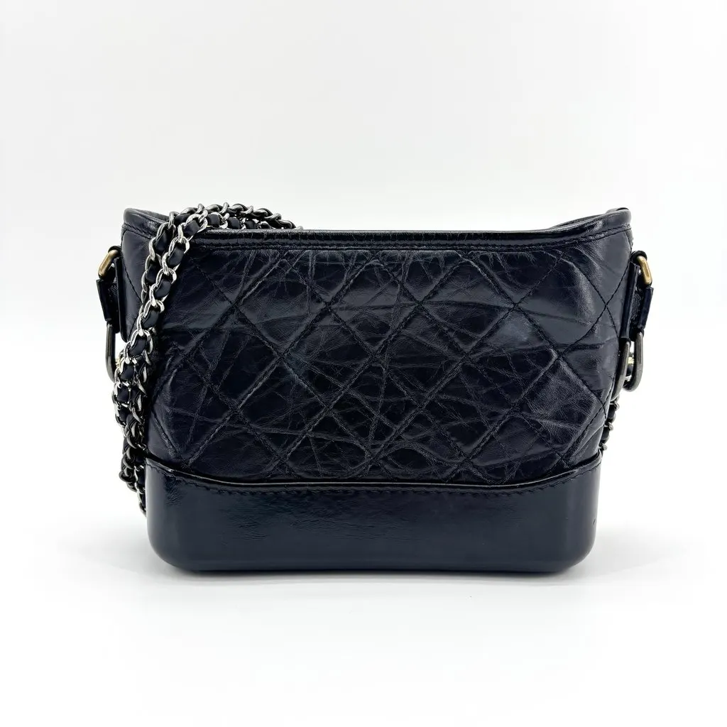 Chanel Gabrielle Small Hobo Bag Black Vintage Calfskin Black Leather Good - Inside View