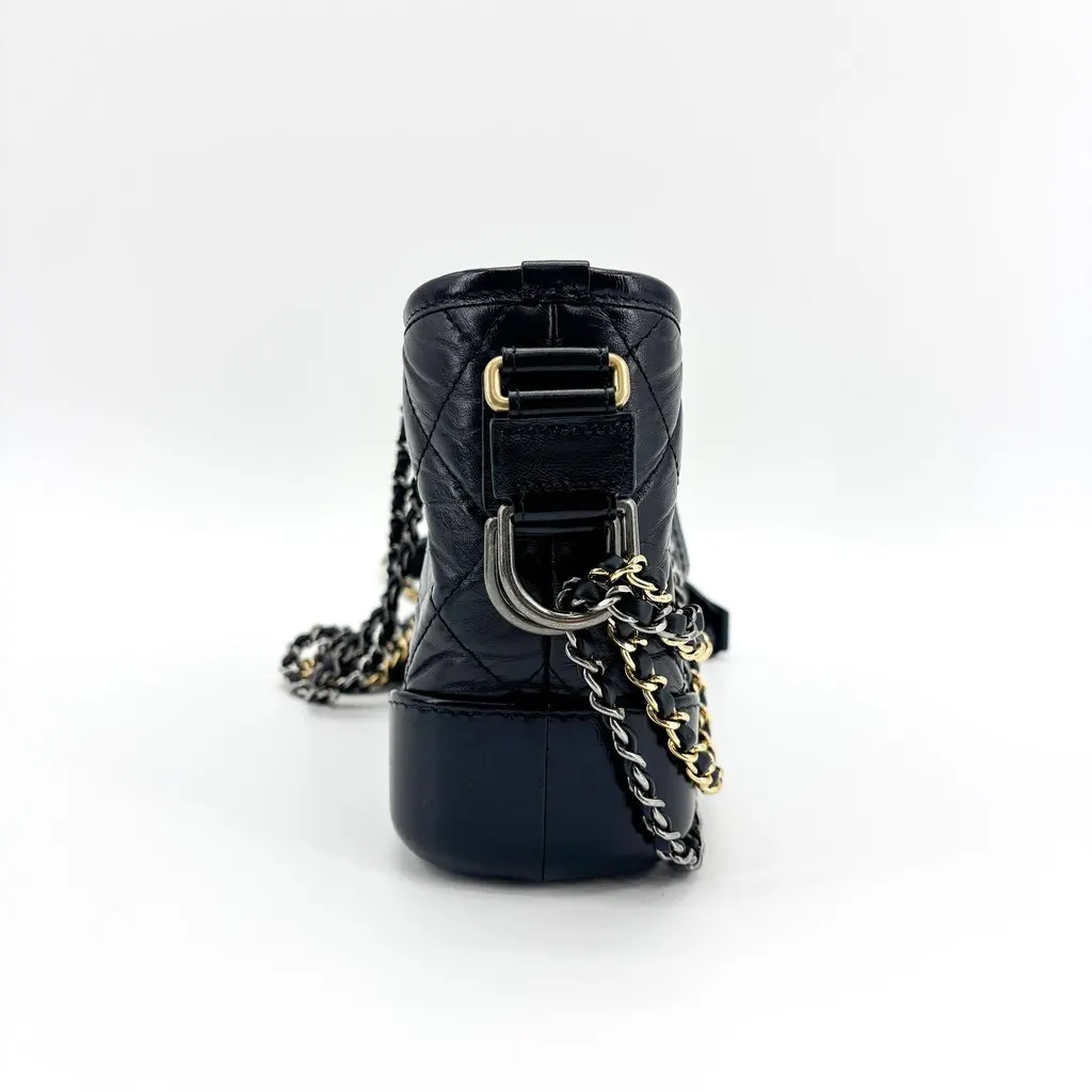 Chanel Gabrielle Small Hobo Bag Black Vintage Calfskin Black Leather Good - Model View
