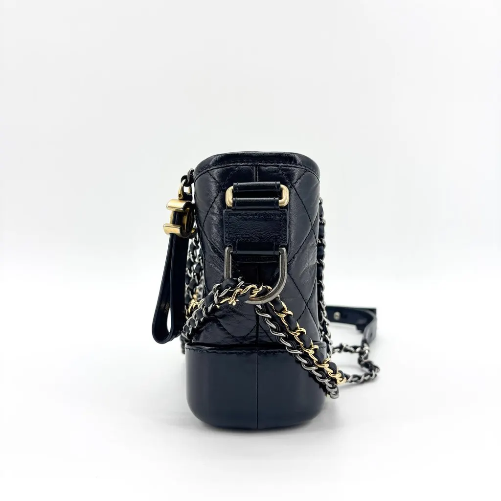 Chanel Gabrielle Small Hobo Bag Black Vintage Calfskin Black Leather Good - Box View