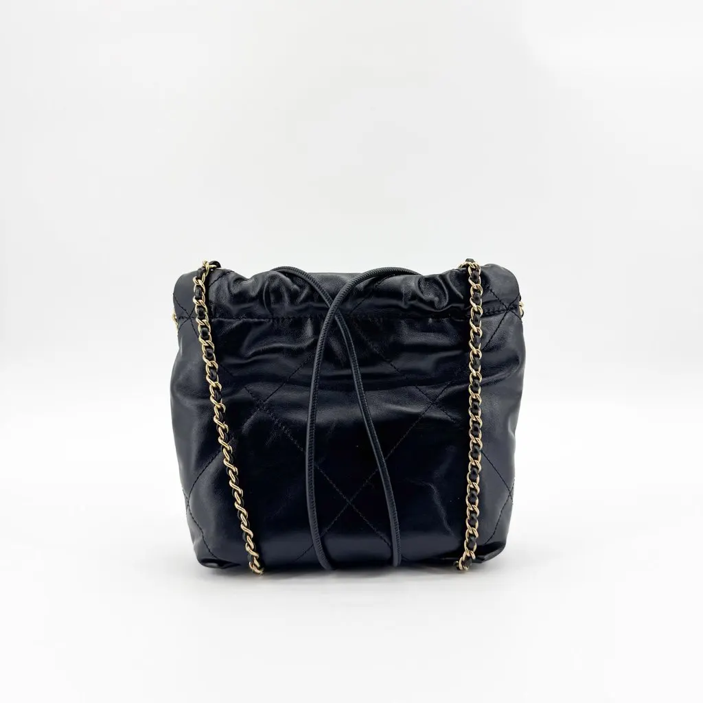 Chanel 22 Mini Bag Black Gold Hardware Black Leather Very good - Inside View