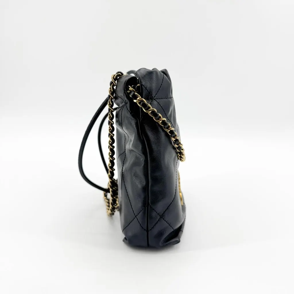 Chanel 22 Mini Bag Black Gold Hardware Black Leather Very good - Box View